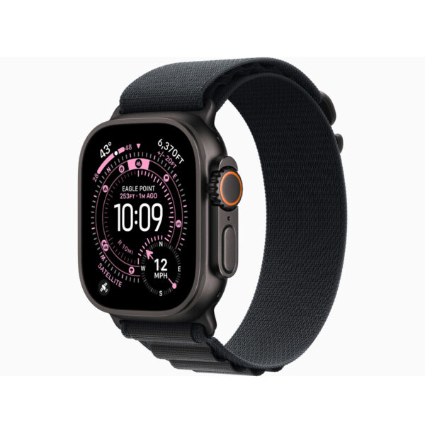 Apple Watch Ultra 3 (GPS + Cellular) • 49‑mm kast van Black Titanium • Black Alp Lp bandje (NIEUW)