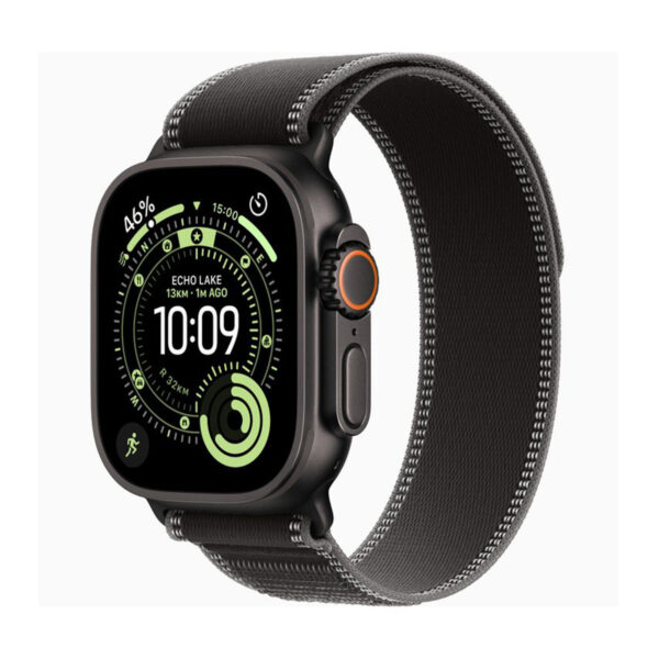 Apple Watch Ultra 3 (GPS + Cellular) • 49‑mm kast van Black Titanium • Black/Charcoal bandje (NIEUW)